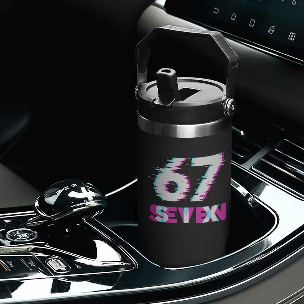 Glitch Optical Illusion Six Seven Meme Flip Straw Tumbler Gen Alpha Slang Gift TS12 Print Your Wear