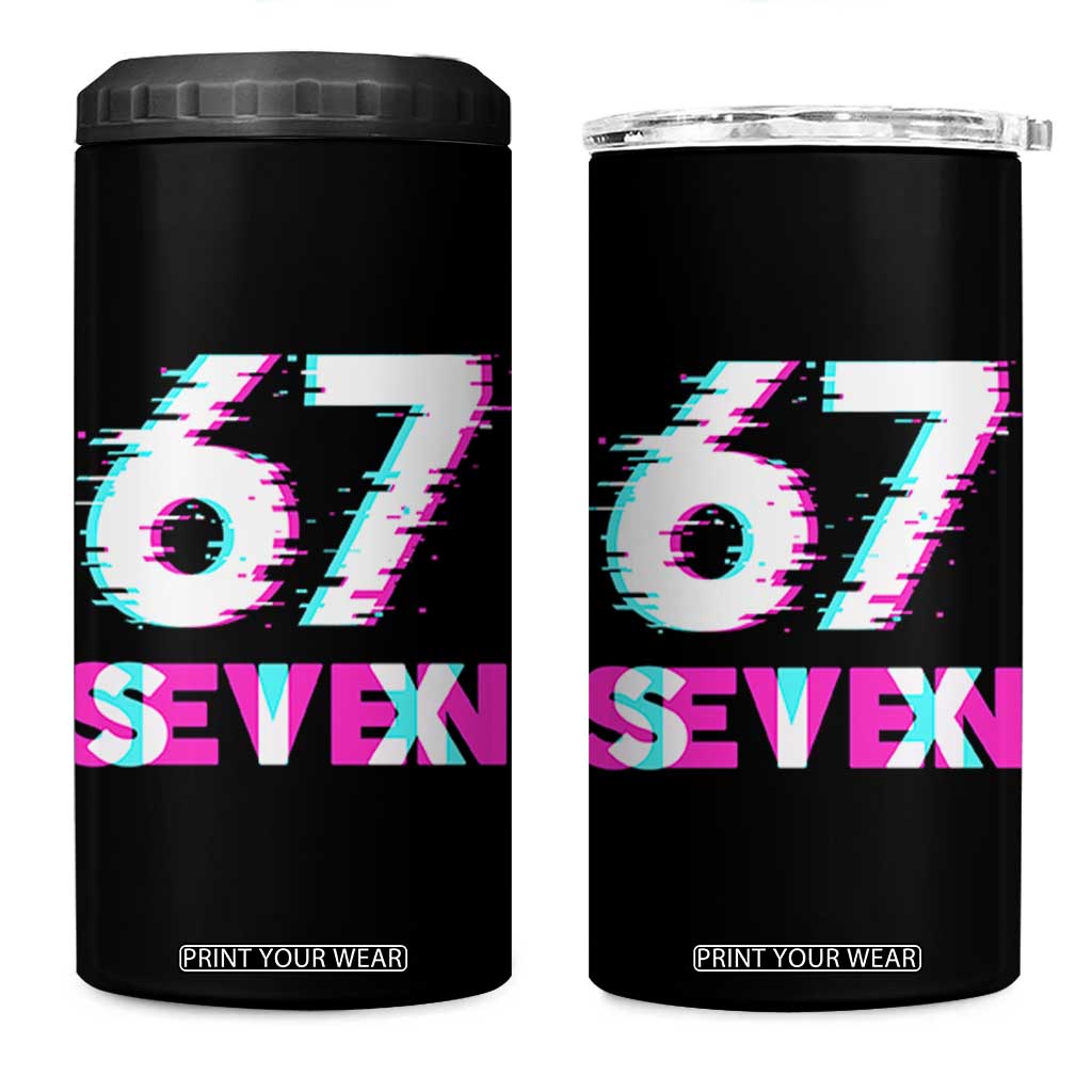 Glitch Optical Illusion Six Seven Meme 4 in 1 Can Cooler Tumbler Gen Alpha Slang Gift TS12 One Size: 16 oz Black Print Your Wear