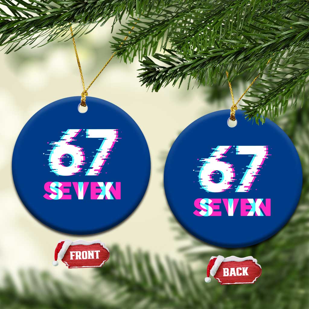 Glitch Optical Illusion Six Seven Meme Ceramic Ornament Gen Alpha Slang Gift TS12 1pc Blue Print Your Wear