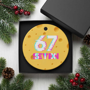 Glitch Optical Illusion Six Seven Meme Ceramic Ornament Gen Alpha Slang Gift TS12 1pc Yellow Cheese Print Your Wear