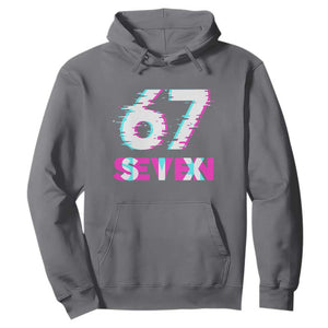 Glitch Optical Illusion Six Seven Meme Hoodie Gen Alpha Slang Gift TS12 Charcoal Print Your Wear