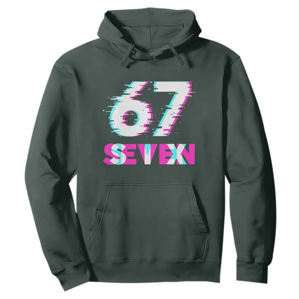 Glitch Optical Illusion Six Seven Meme Hoodie Gen Alpha Slang Gift TS12 Dark Forest Green Print Your Wear