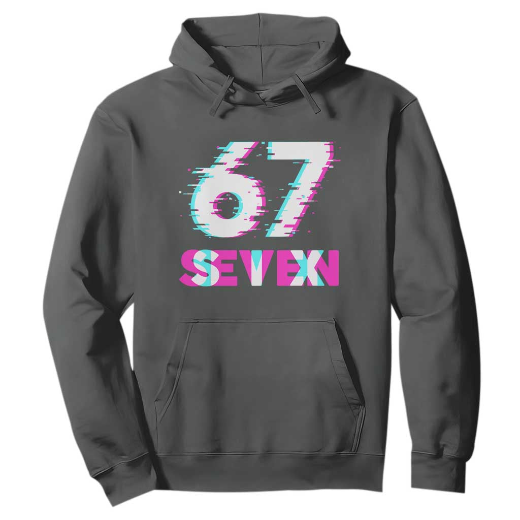 Glitch Optical Illusion Six Seven Meme Hoodie Gen Alpha Slang Gift TS12 Dark Heather Print Your Wear