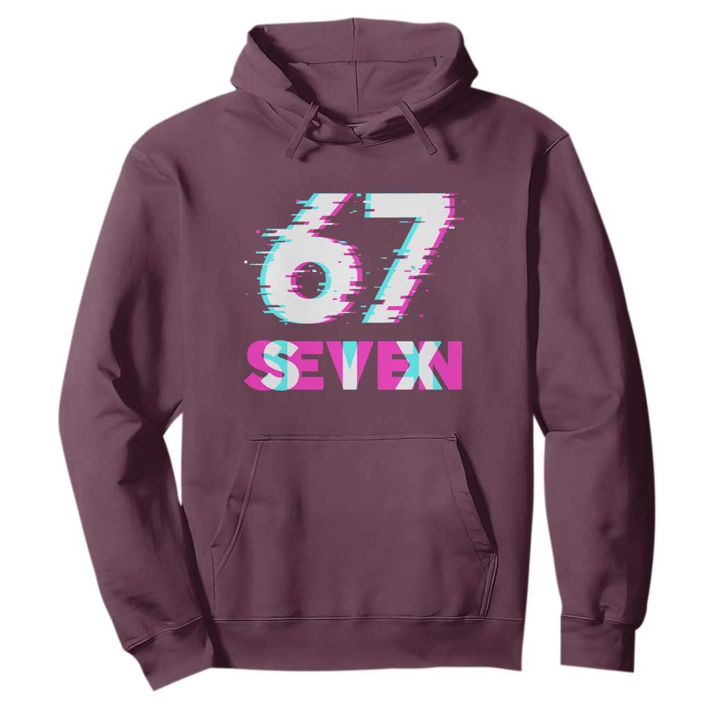 Glitch Optical Illusion Six Seven Meme Hoodie Gen Alpha Slang Gift TS12 Maroon Print Your Wear