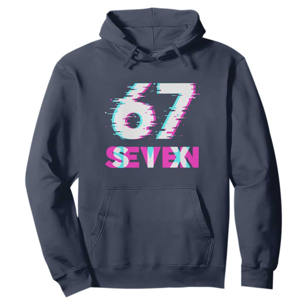 Glitch Optical Illusion Six Seven Meme Hoodie Gen Alpha Slang Gift TS12 Navy Print Your Wear