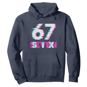 Glitch Optical Illusion Six Seven Meme Hoodie Gen Alpha Slang Gift TS12 Navy Print Your Wear