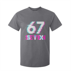 Glitch Optical Illusion Six Seven Meme T Shirt For Kid Gen Alpha Slang Gift TS12 Charcoal Print Your Wear