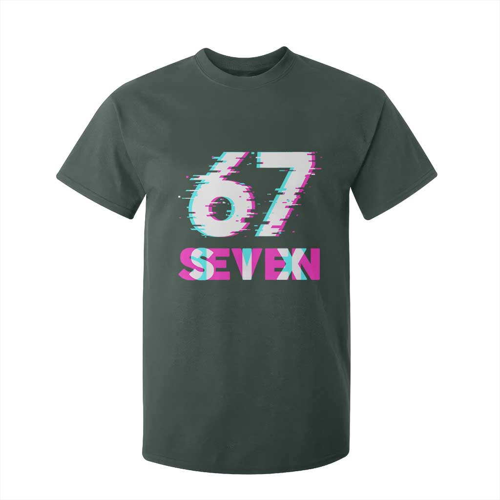 Glitch Optical Illusion Six Seven Meme T Shirt For Kid Gen Alpha Slang Gift TS12 Dark Forest Green Print Your Wear