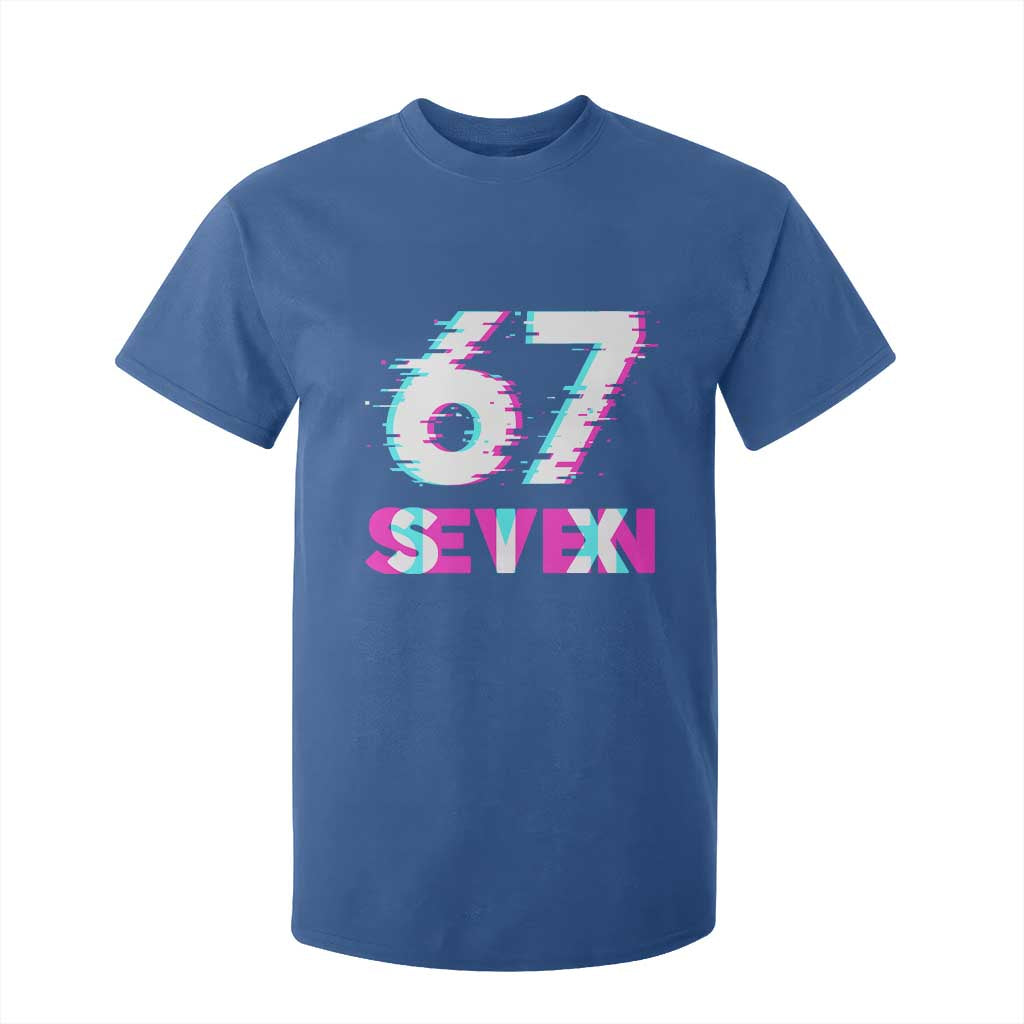 Glitch Optical Illusion Six Seven Meme T Shirt For Kid Gen Alpha Slang Gift TS12 Royal Blue Print Your Wear