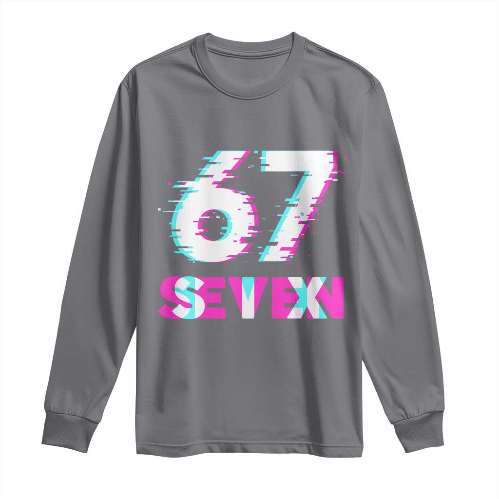 Glitch Optical Illusion Six Seven Meme Long Sleeve Shirt Gen Alpha Slang Gift TS12 Charcoal Print Your Wear