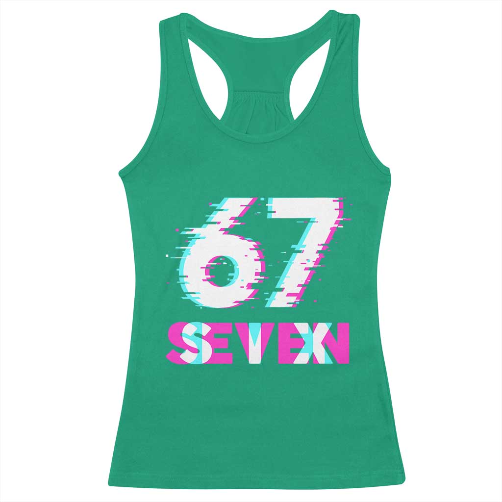 Glitch Optical Illusion Six Seven Meme Racerback Tank Top Gen Alpha Slang Gift TS12 Irish Green Print Your Wear