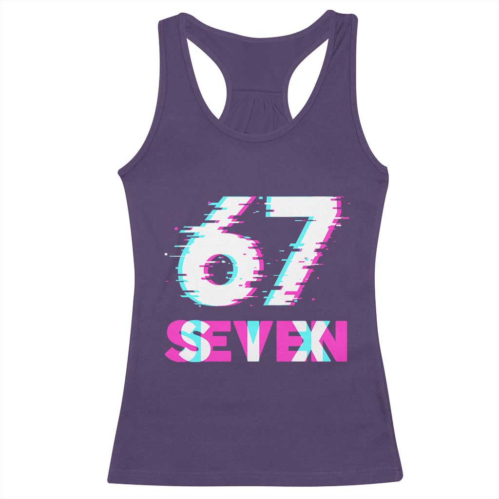 Glitch Optical Illusion Six Seven Meme Racerback Tank Top Gen Alpha Slang Gift TS12 Purple Print Your Wear