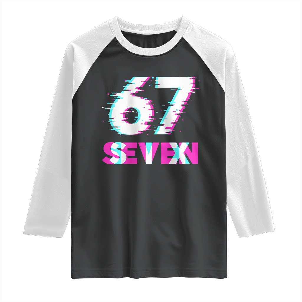 Glitch Optical Illusion Six Seven Meme Raglan Shirt Gen Alpha Slang Gift TS12 Black White Print Your Wear
