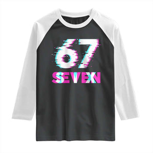 Glitch Optical Illusion Six Seven Meme Raglan Shirt Gen Alpha Slang Gift TS12 Black White Print Your Wear