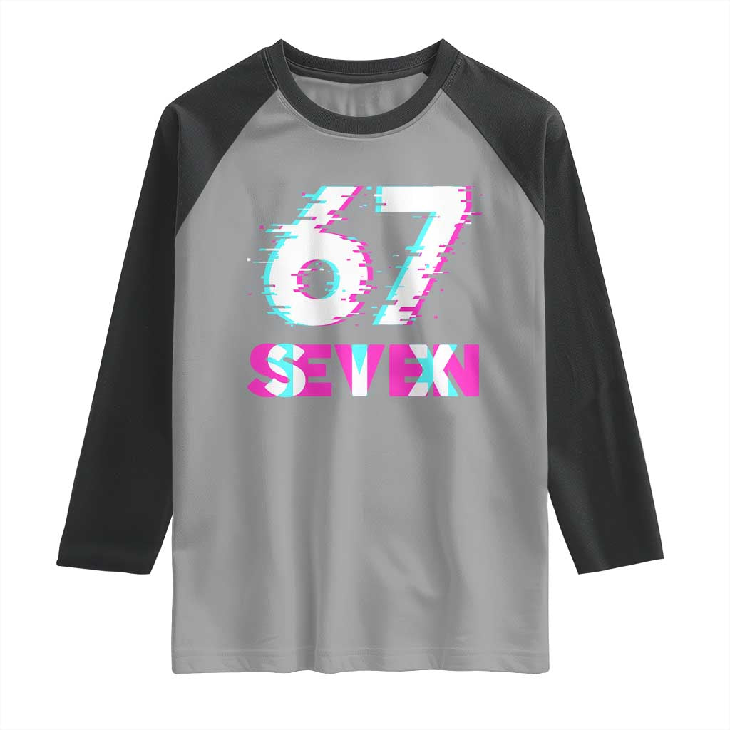 Glitch Optical Illusion Six Seven Meme Raglan Shirt Gen Alpha Slang Gift TS12 Sport Gray Black Print Your Wear