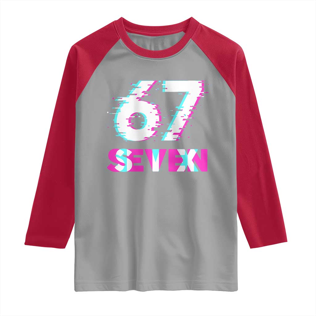 Glitch Optical Illusion Six Seven Meme Raglan Shirt Gen Alpha Slang Gift TS12 Sport Gray Red Print Your Wear