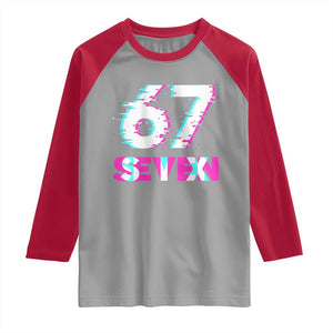 Glitch Optical Illusion Six Seven Meme Raglan Shirt Gen Alpha Slang Gift TS12 Sport Gray Red Print Your Wear