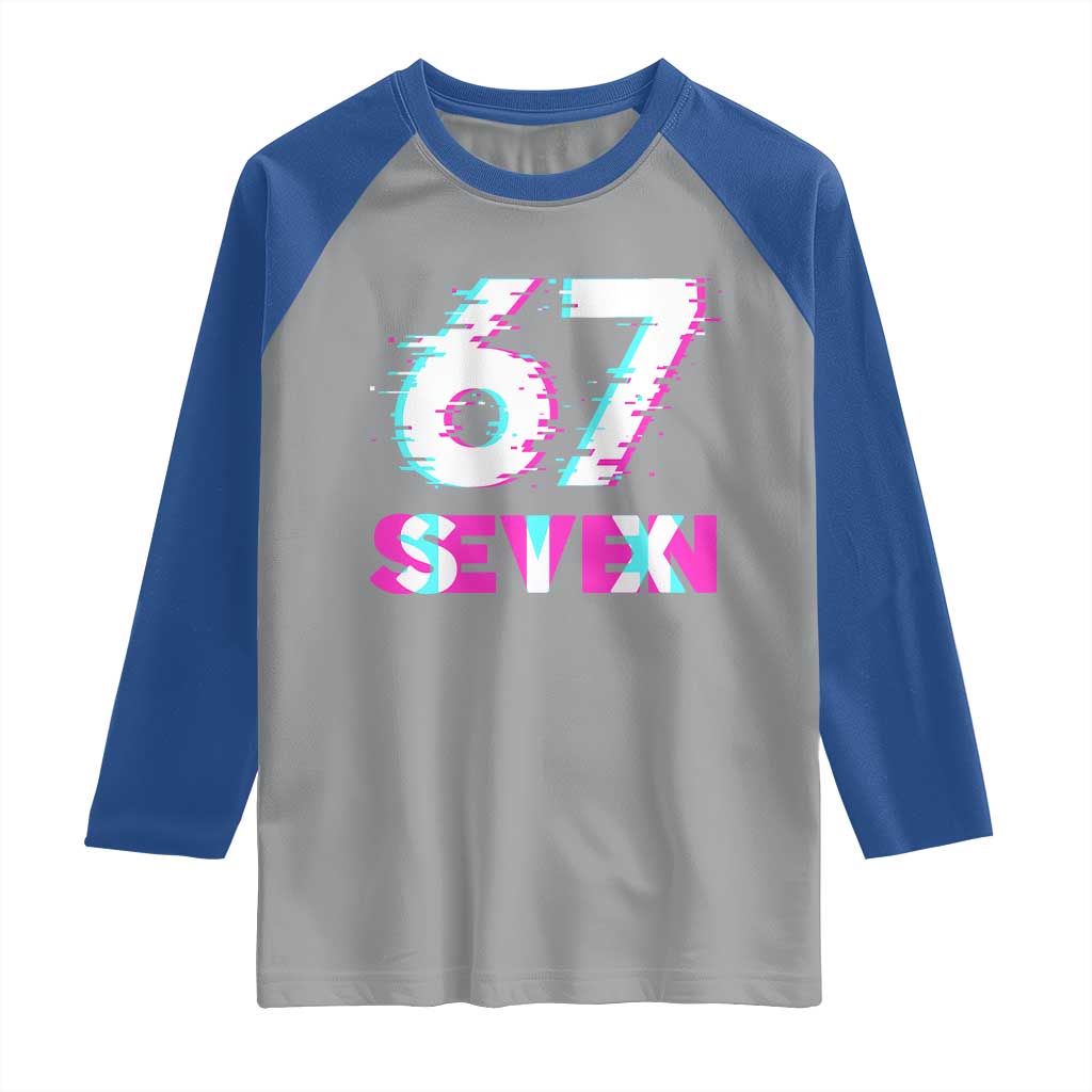 Glitch Optical Illusion Six Seven Meme Raglan Shirt Gen Alpha Slang Gift TS12 Sport Gray Royal Print Your Wear