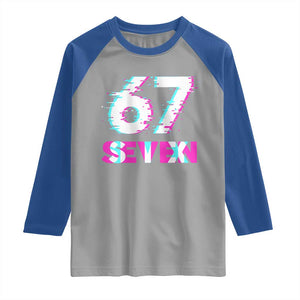 Glitch Optical Illusion Six Seven Meme Raglan Shirt Gen Alpha Slang Gift TS12 Sport Gray Royal Print Your Wear