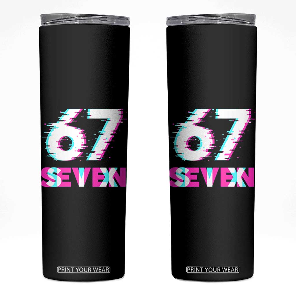 Glitch Optical Illusion Six Seven Meme Skinny Tumbler Gen Alpha Slang Gift TS12 Black Print Your Wear