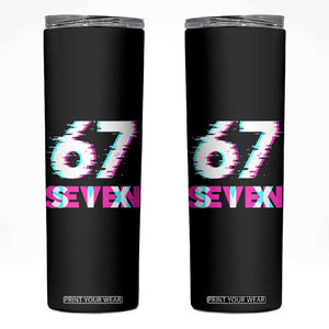 Glitch Optical Illusion Six Seven Meme Skinny Tumbler Gen Alpha Slang Gift TS12 Black Print Your Wear