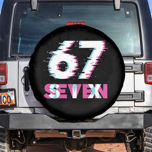 Glitch Optical Illusion Six Seven Meme Spare Tire Cover Gen Alpha Slang Gift TS12 No hole Black Print Your Wear