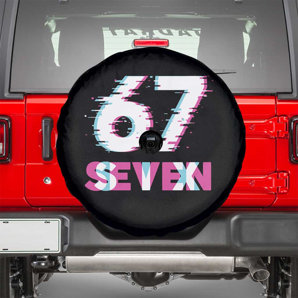 Glitch Optical Illusion Six Seven Meme Spare Tire Cover Gen Alpha Slang Gift TS12 Black Print Your Wear