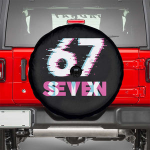 Glitch Optical Illusion Six Seven Meme Spare Tire Cover Gen Alpha Slang Gift TS12 Black Print Your Wear