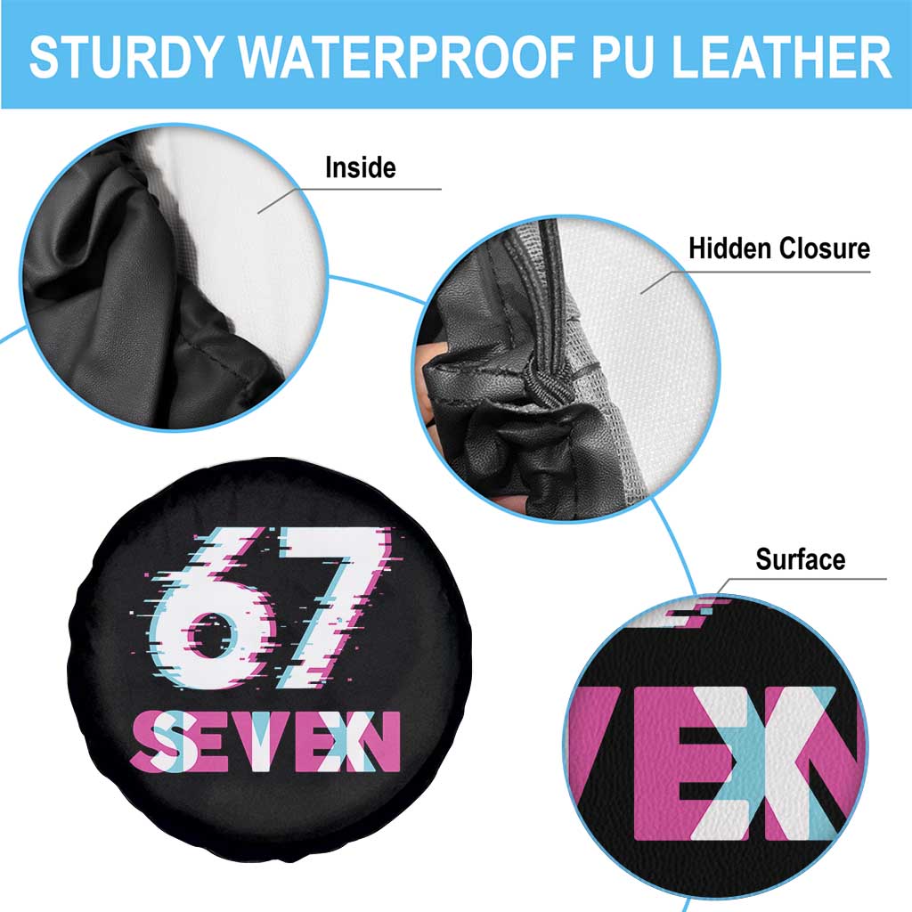 Glitch Optical Illusion Six Seven Meme Spare Tire Cover Gen Alpha Slang Gift TS12 Print Your Wear
