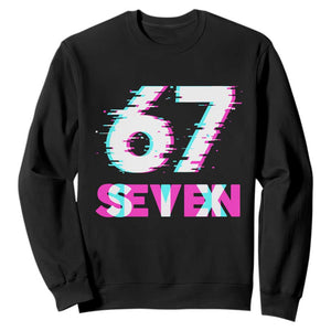 Glitch Optical Illusion Six Seven Meme Sweatshirt Gen Alpha Slang Gift TS12 Black Print Your Wear