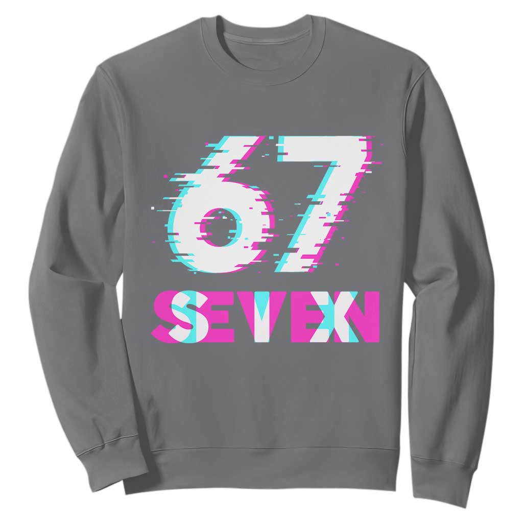 Glitch Optical Illusion Six Seven Meme Sweatshirt Gen Alpha Slang Gift TS12 Charcoal Print Your Wear