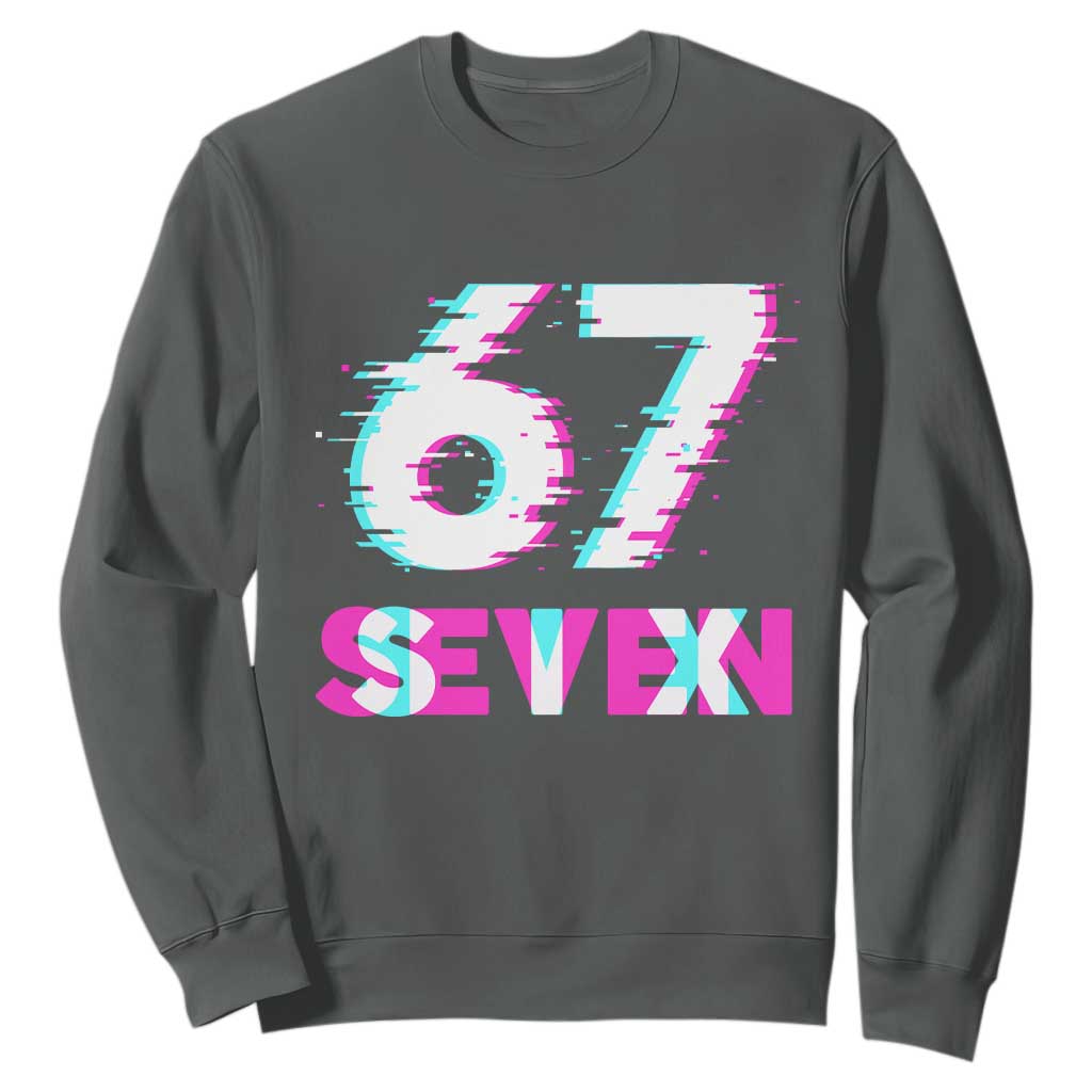 Glitch Optical Illusion Six Seven Meme Sweatshirt Gen Alpha Slang Gift TS12 Dark Heather Print Your Wear