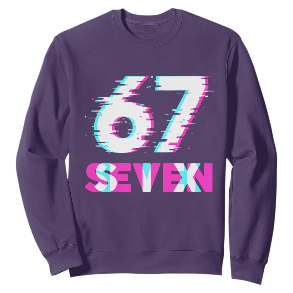 Glitch Optical Illusion Six Seven Meme Sweatshirt Gen Alpha Slang Gift TS12 Purple Print Your Wear