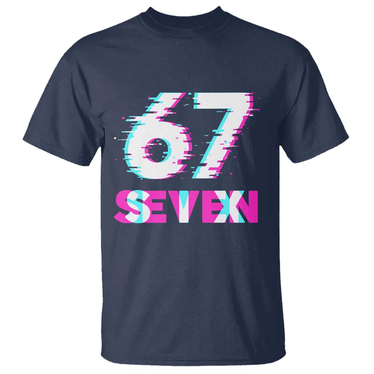 Glitch Optical Illusion Six Seven Meme T Shirt Gen Alpha Slang Gift TS12 Navy Print Your Wear