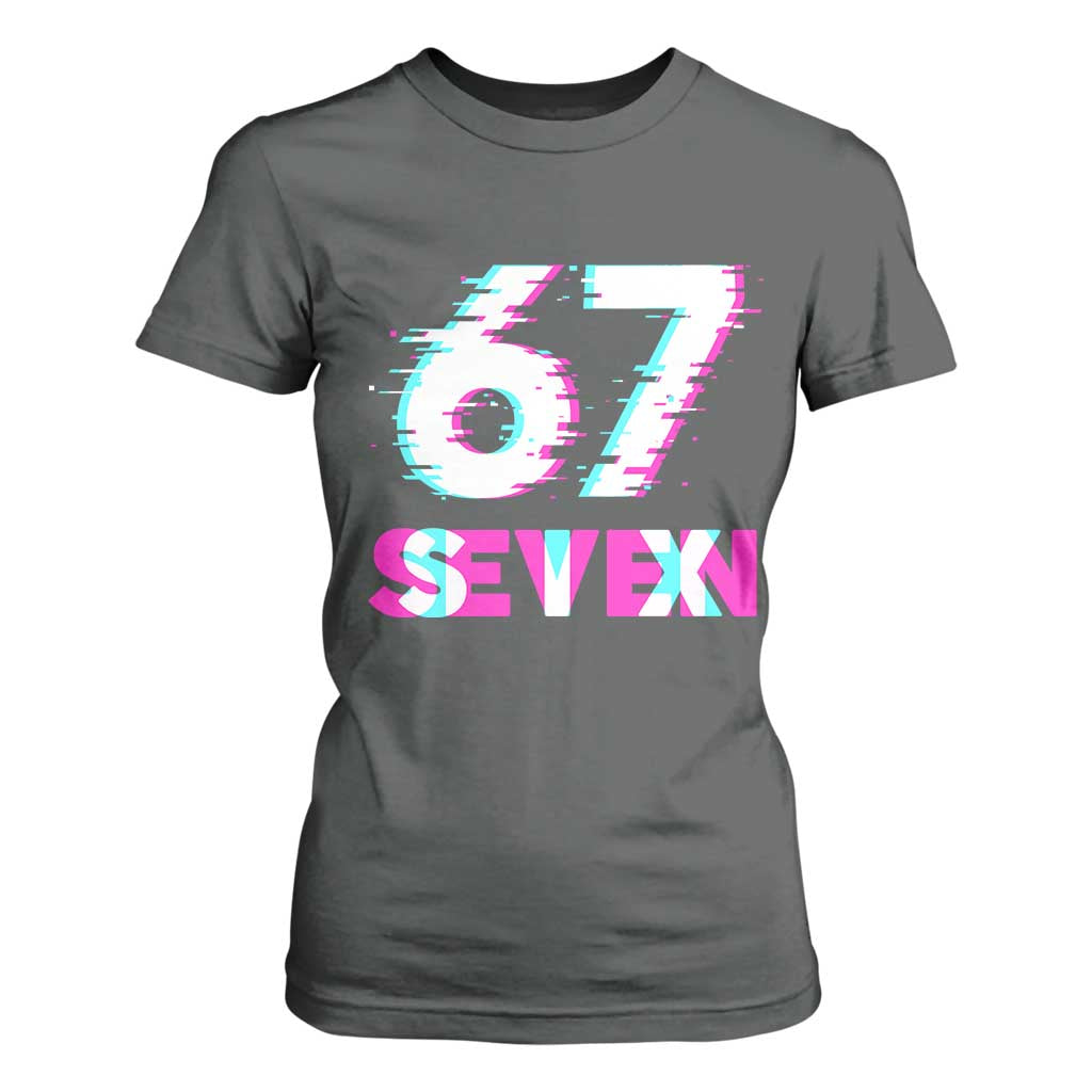 Glitch Optical Illusion Six Seven Meme T Shirt For Women Gen Alpha Slang Gift TS12 Dark Heather Print Your Wear