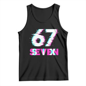 Glitch Optical Illusion Six Seven Meme Tank Top Gen Alpha Slang Gift TS12 Black Print Your Wear