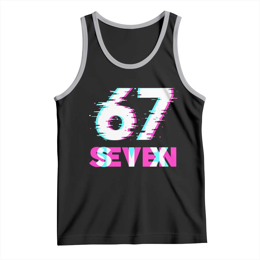 Glitch Optical Illusion Six Seven Meme Tank Top Gen Alpha Slang Gift TS12 Black Athletic Heather Print Your Wear