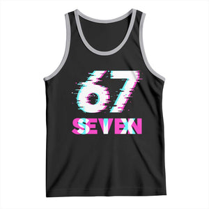 Glitch Optical Illusion Six Seven Meme Tank Top Gen Alpha Slang Gift TS12 Black Athletic Heather Print Your Wear