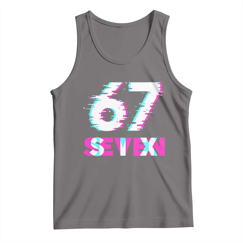 Glitch Optical Illusion Six Seven Meme Tank Top Gen Alpha Slang Gift TS12 Deep Heather Print Your Wear