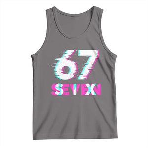 Glitch Optical Illusion Six Seven Meme Tank Top Gen Alpha Slang Gift TS12 Deep Heather Print Your Wear