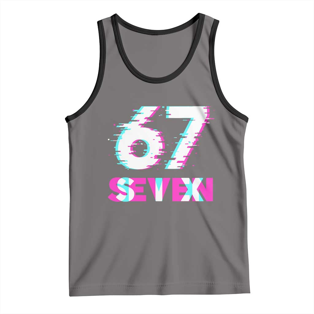 Glitch Optical Illusion Six Seven Meme Tank Top Gen Alpha Slang Gift TS12 Deep Heather Black Print Your Wear