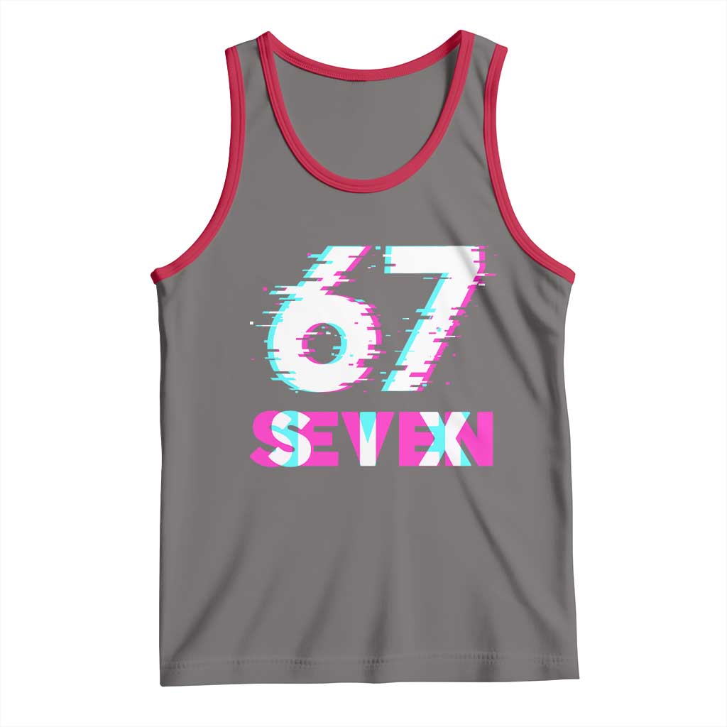 Glitch Optical Illusion Six Seven Meme Tank Top Gen Alpha Slang Gift TS12 Deep Heather Red Print Your Wear