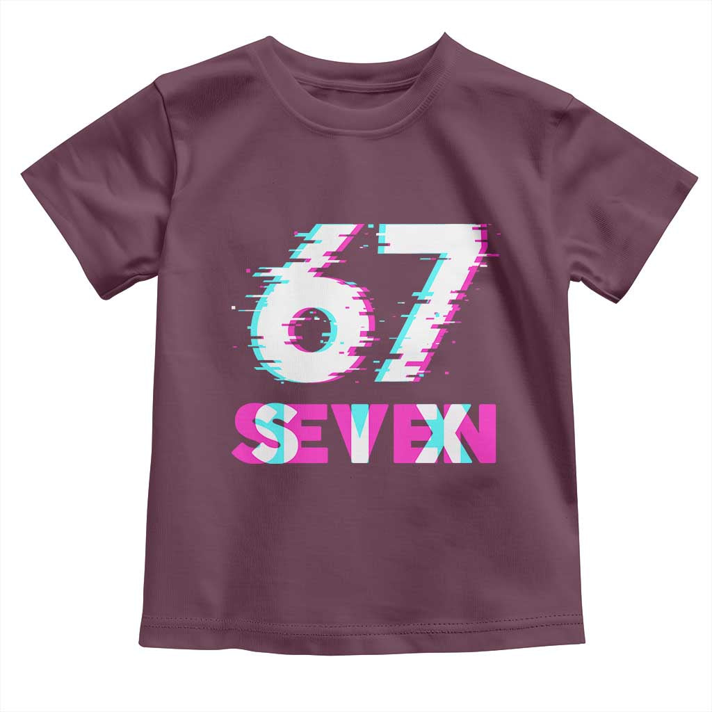 Glitch Optical Illusion Six Seven Meme Toddler T Shirt Gen Alpha Slang Gift TS12 Maroon Print Your Wear