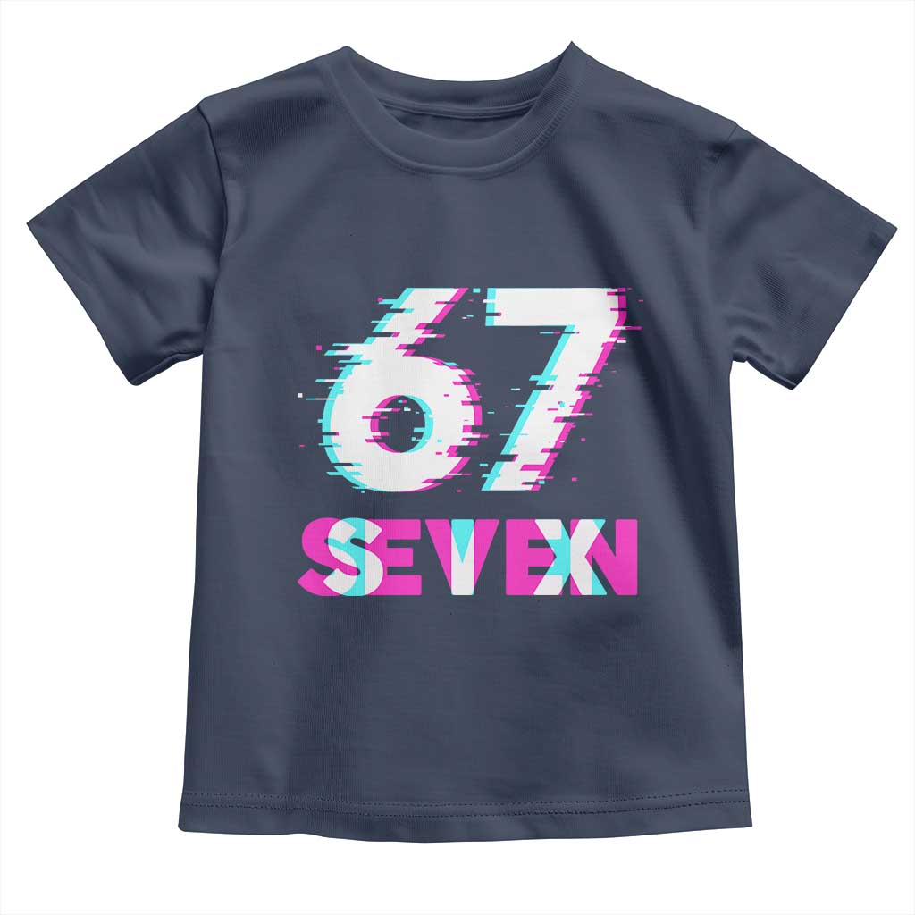Glitch Optical Illusion Six Seven Meme Toddler T Shirt Gen Alpha Slang Gift TS12 Navy Print Your Wear
