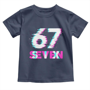 Glitch Optical Illusion Six Seven Meme Toddler T Shirt Gen Alpha Slang Gift TS12 Navy Print Your Wear