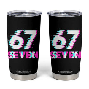 Glitch Optical Illusion Six Seven Meme Tumbler Cup Gen Alpha Slang Gift TS12 Black Print Your Wear