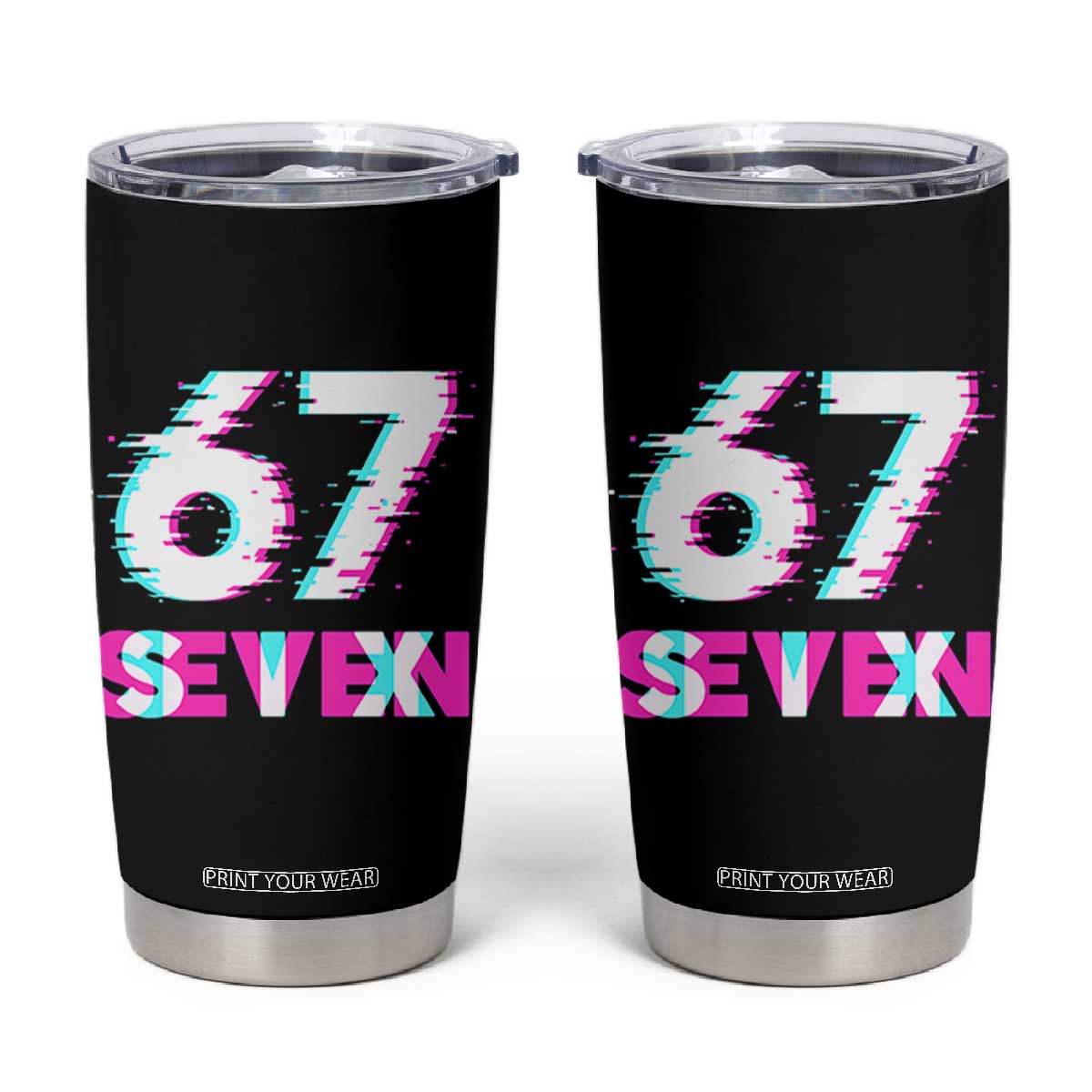 Glitch Optical Illusion Six Seven Meme Tumbler Cup Gen Alpha Slang Gift TS12 Black Print Your Wear