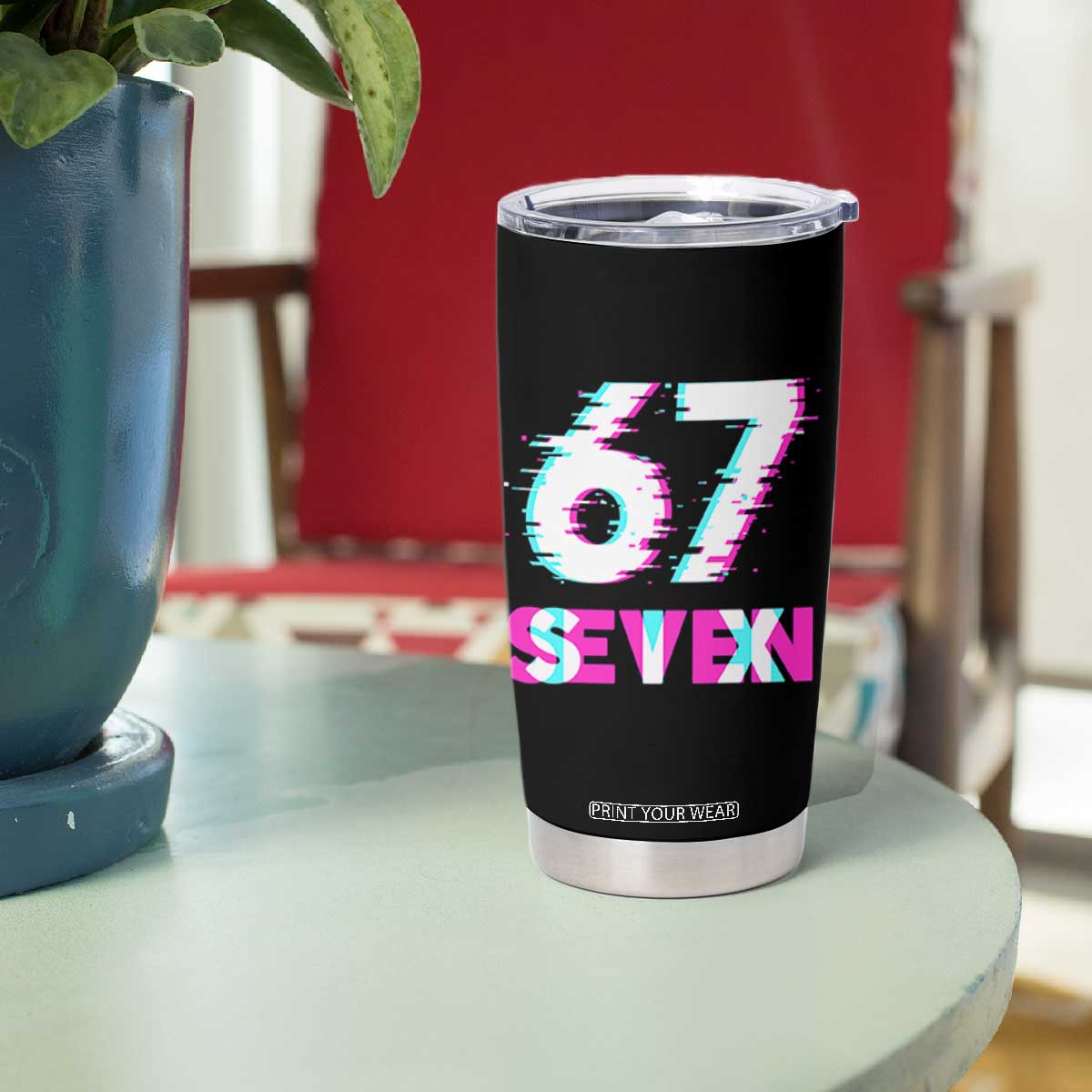 Glitch Optical Illusion Six Seven Meme Tumbler Cup Gen Alpha Slang Gift TS12 Print Your Wear