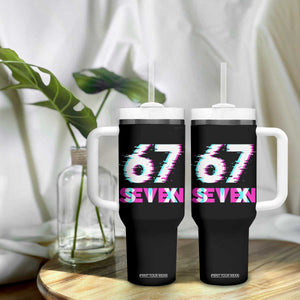 Glitch Optical Illusion Six Seven Meme Tumbler With Handle Gen Alpha Slang Gift TS12 Print Your Wear