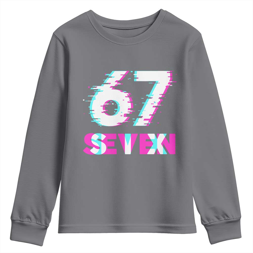 Glitch Optical Illusion Six Seven Meme Youth Sweatshirt Gen Alpha Slang Gift TS12 Charcoal Print Your Wear